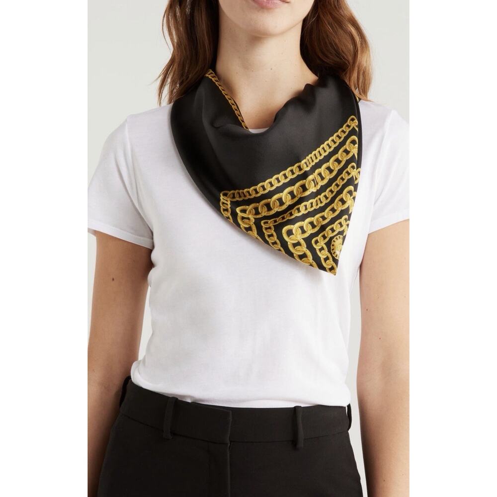 NWT Kurt Geiger London Large Chain Print Silk Scarf Luxury Designer AQ22 - Picture 2 of 4